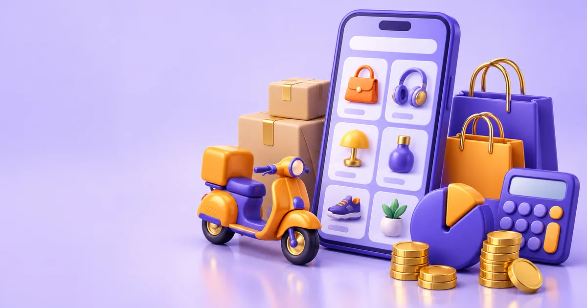 Daraz fee calculator — online shop on a phone, parcels and a calculator